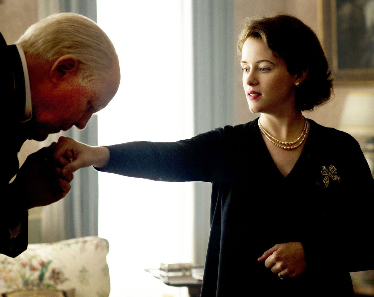 Winston and Elizabeth in "The Crown"